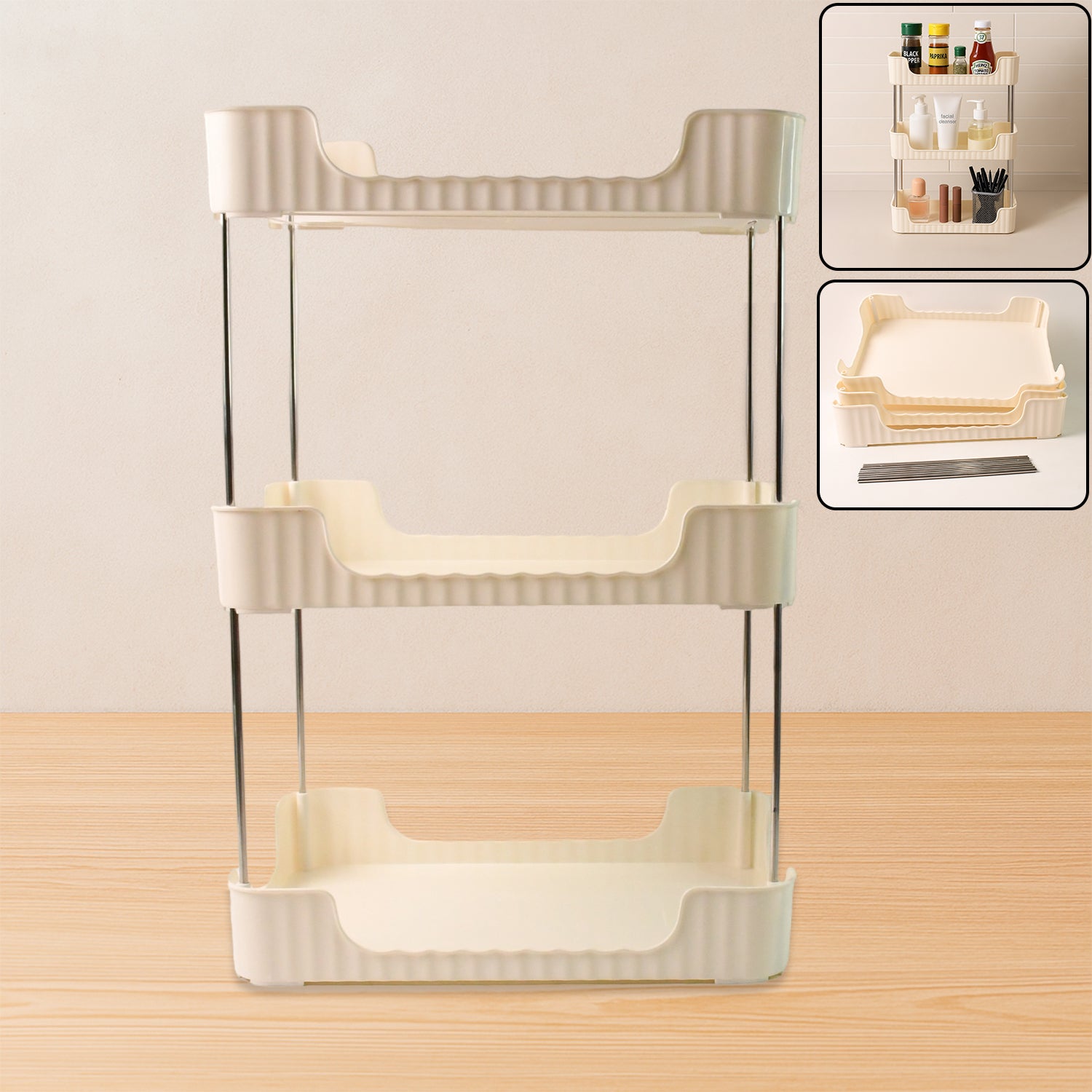 3-tier Multipurpose Storage Organizer Rack Shelf (1 Set) 3-tier Multipurpose Storage Organizer Rack Shelf (1 Set)